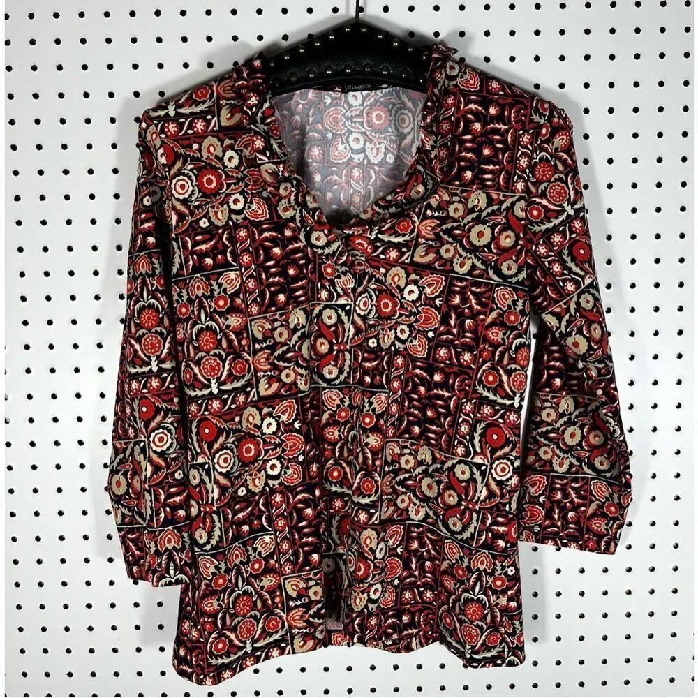 J.McLaughlin floral 3/4 sleeve length blouse